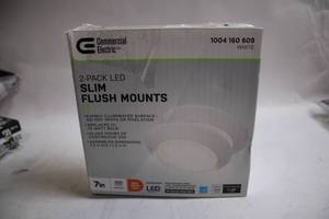 lot 146 image: Commercial Electric 2-Pack LED Slim Flush Mounts White