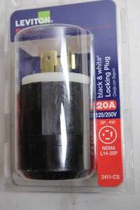 lot 150 image: Leviton Black & White Locking Plug 20A 125250V NEMA L14-20P