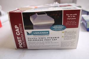 lot 155 image: 5x5in Vinyl Pyramid Solarband Post Cap for Veranda Fencing