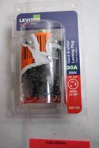 lot 157 image: Leviton 30A 250V NEMA L6-30P Black & White Locking Plug