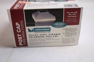 lot 170 image: Veranda 5in x 5in Vinyl Pyramid Solarband Post Cap