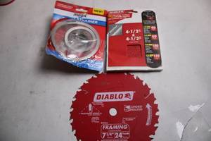 lot 176 image: Diablo Framing Saw Blade, Sanding Sheets, and Drain Strainer Set