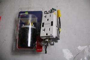 lot 215 image: Leviton 30A Locking Plug and Duplex Receptacle Set