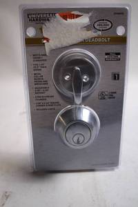 lot 221 image: Universal Hardware Deadbolt with 6-Pin SC4 Brass Cylinder
