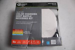 lot 224 image: Commercial Electric Slim LED Color Changing Deep Baffle Recessed Kit