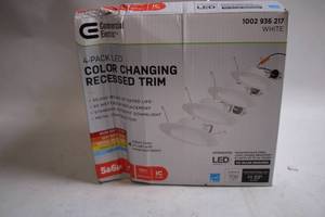 lot 238 image: Commercial Electric 4-Pack LED Color Changing Recessed Trim