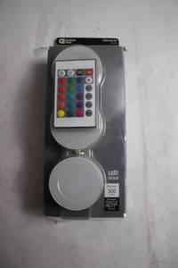 lot 291 image: 3-Pack LED Multi-Color Changing Puck Light Kit with Remote