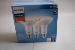 lot 304 image: Philips 3-Pack Dimmable LED BR30 Bulbs Soft White