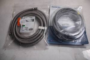 lot 321 image: Set of 2 Braided Water Supply Lines - 12 FT and Moen 207250