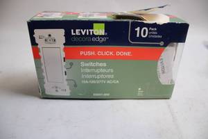 lot 339 image: Leviton Decora Edge LED Light Switches 10-Pack