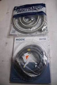 lot 345 image: Set of Gas Range & Dryer Installation Kit and Moen Hose