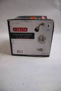 lot 369 image: Delta Foundations Shower Faucet Trim Kit in Brushed Nickel
