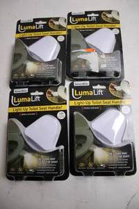 lot 383 image: Set of 4 Luma Lift Light-Up Toilet Seat Handles - Motion-Activated