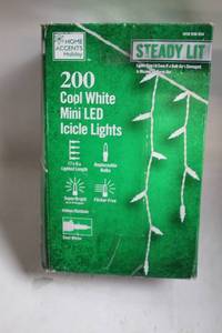 lot 395 image: 200 Cool White Mini LED Icicle Lights 17.6 ft