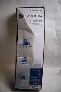 lot 412 image: Glacier Bay Shower Pole Caddy with Adjustable Baskets