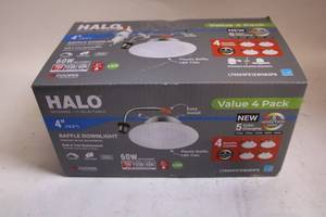 lot 455 image: New Halo 4 Baffle Downlight Value 4 Pack with 5 Selectable Colors