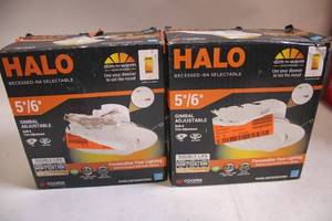 lot 457 image: Pair of HALO 56 Recessed Light Fixtures with Adjustable Gimbal