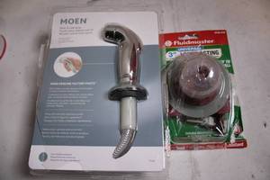 lot 459 image: Moen Kitchen Faucet Replacement Spray Head and Fluidmaster Toilet Flapper