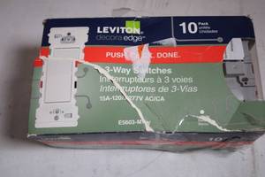 lot 466 image: Leviton Decora Edge 3-Way Switches 10-Pack