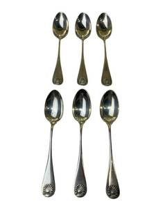 lot 6 image: 6-Piece A. Stowell & Co. 6 Sterling Silver Spoons (182 grams)