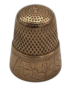 lot 29 image: Antique 14K Gold Engraved Thimble (6.3 grams) - $100 Reserve Price