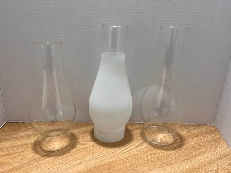 lot 53 image: Three Oil Lamp Chimneys