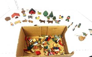 lot 2 image: Vintage Wooden Village Trees and People