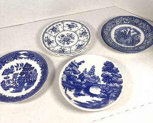 lot 14 image: Lot of Misc. Tea Cups and Plates Blue Willow and Lakeview Japan