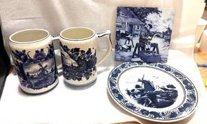 lot 92 image: Lot of Blue Delft Items