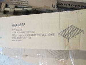 lot 4 image: 14 inch platform steel bed queen...