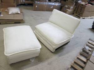 lot 65 image: white chair with foot rest...