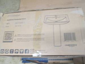 lot 117 image: swiss madison pedestl sink unopened...