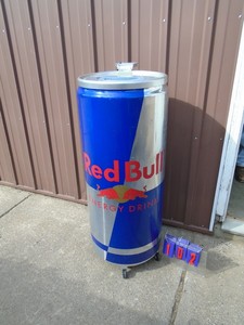 Red Bull refrigerated cooler. Appears to work. As shown.
