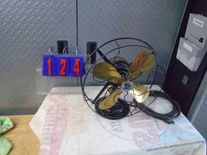 lot 124 image: Vintage brass & epoxy fan. Working condition. As shown.