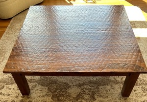 lot 2 image: Handcrafted Wooden Cocktail  Coffee Table with Rustic Finish - 58 Square