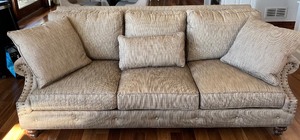 lot 3 image: Sam Moore Hand-Crafted Upholstered Sofa with Nailhead Trim