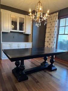 Restoration Hardware St. James Dining Table in Black Finish plus Leaf