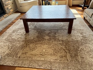 lot 22 image: Pottery Barn Barret Pattern Neutral Rug 9 x 12