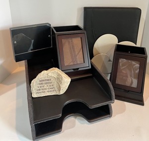 lot 88 image: Office Desk Organizer Set with Document Holder and Inspirational Stone