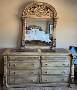 lot 102 image: Collezione Europa Dresser with Mirror and Marble Top