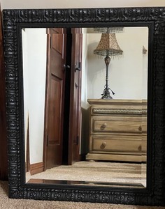 lot 106 image: Vintage Style Ornate Black Framed Wall Mirror