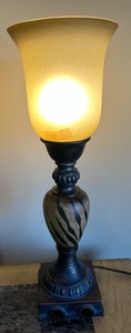 lot 108 image: Zebra Patterned Table Lamp with Frosted Glass Shade