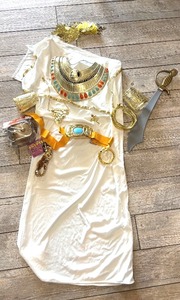 lot 208 image: Complete Halloween Pharaoh Costume Set with Robe, Jewelry, and Accessories
