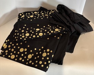 lot 233 image: Set of Black and Gold Polka Dot Long Runners with Large Tablecloths