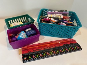 lot 241 image: Assorted School Supplies with Markers, Pens, Rulers, and Accessories