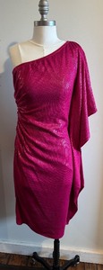 lot 339 image: St. John Fuchsia One-Shoulder Dress, Size 2