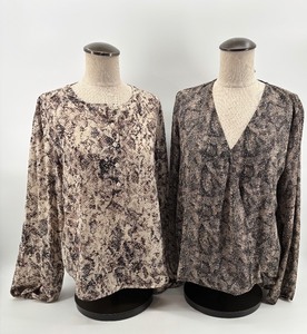 lot 358 image: Set of 2 Womens Blouses with Snake Print Pattern - Sizes M