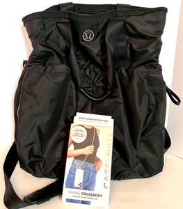 lot 62 image: Lululemon Black Tote Bag with Case-Mate Phone Crossbody Strap