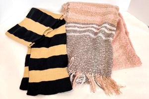 lot 77 image: Set of 2 Acrylic Scarves - Striped and Patterned