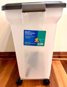lot 97 image: Top Paw Dog Food Storage Container with Airtight Seal and Casters